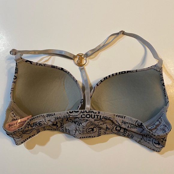 2/$40 34B Juicy Couture Grey Padded Bra with Front Closure Metal T-back Racer - Picture 9 of 11